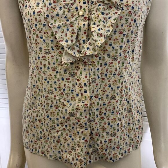 Vintage 1940’s Ruffle Button Down Sleeveless Blouse - Picture 3 of 16